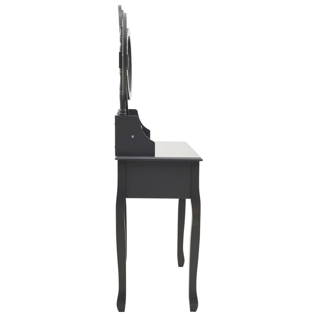 Kosmetinis staliukas su kėdute ir 3 veidrodžiais, pilkas