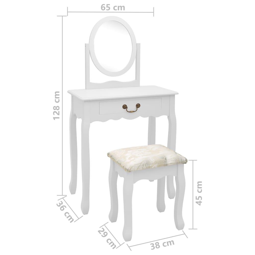 Kosmetinis staliukas, baltas, 65x36x128cm, paulovnija ir MDF