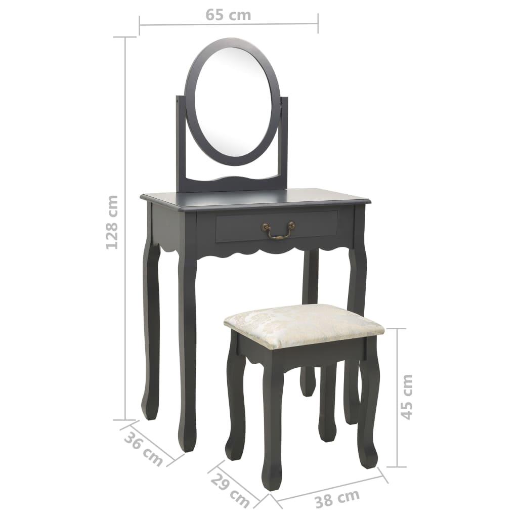 Kosmetinis staliukas, pilkas, 65x36x128cm, paulovnija ir MDF