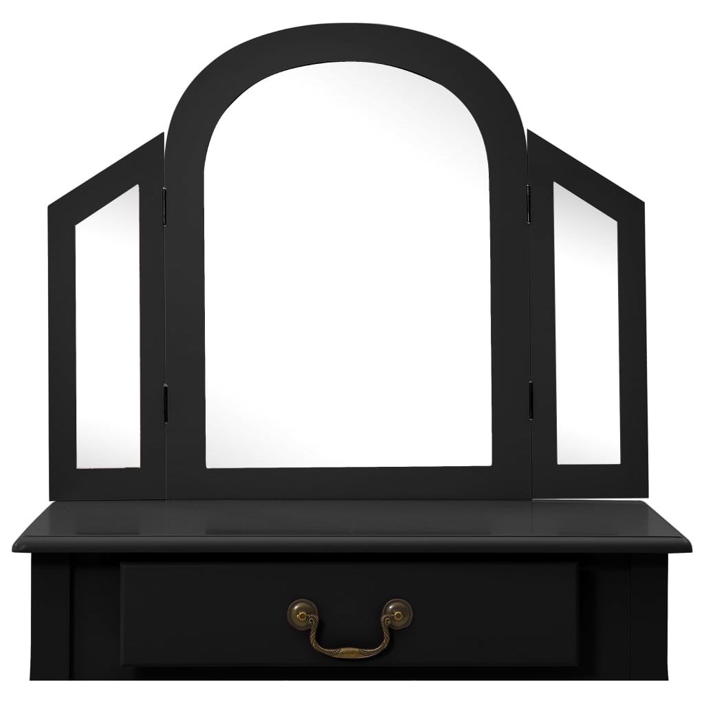 Kosmetinis staliukas, juodas, 65x36x128cm, paulovnija ir MDF