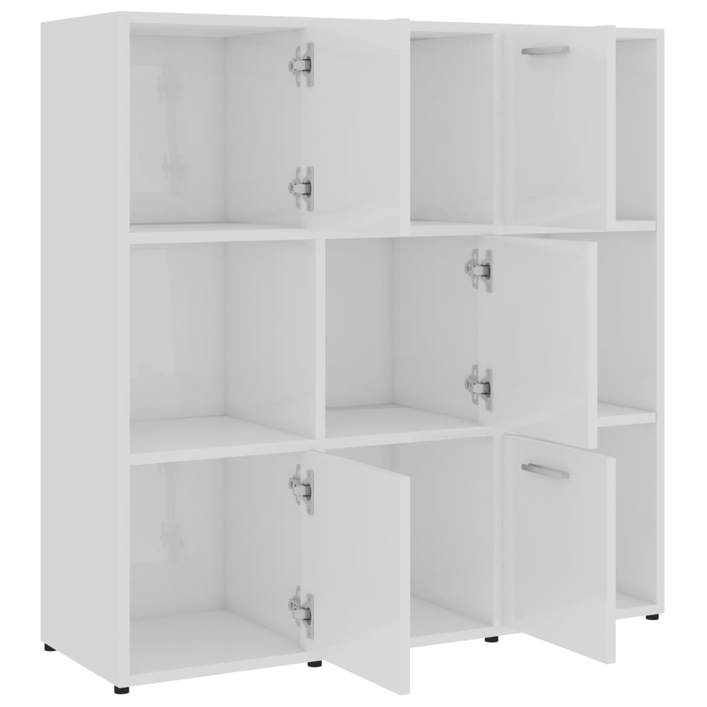 Spintelė knygoms, baltos spalvos, 90x30x90cm, MDP, blizgi