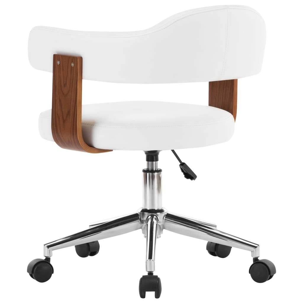 Valgomojo kėdės, 2vnt., baltos, lenkta mediena ir dirbtinė oda