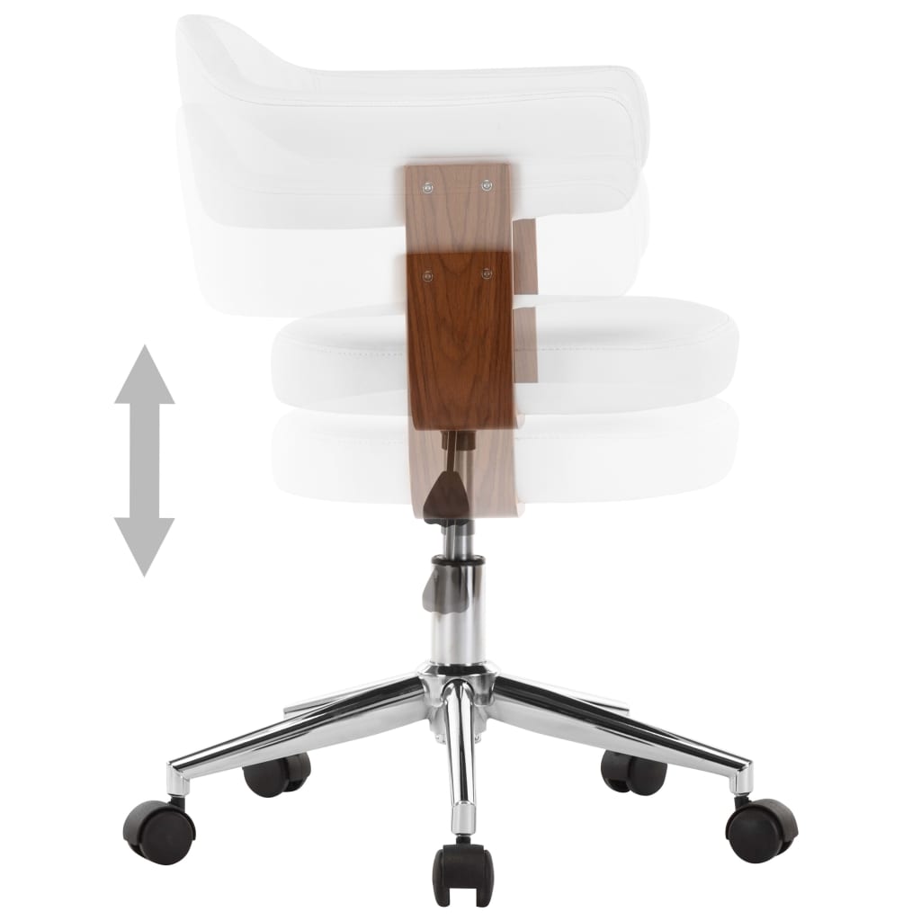 Valgomojo kėdės, 2vnt., baltos, lenkta mediena ir dirbtinė oda