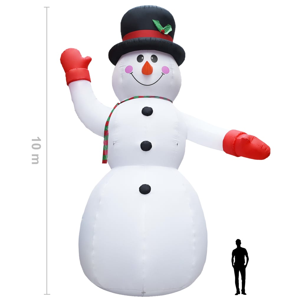 Pripučiamas kalėdinis sniego senis su LED, 10m, IP44, XXL