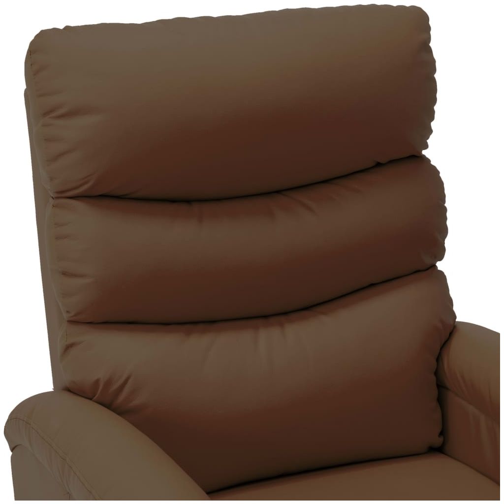 Atsistojantis atlošiamas krėslas, rudos spalvos, dirbtinė oda