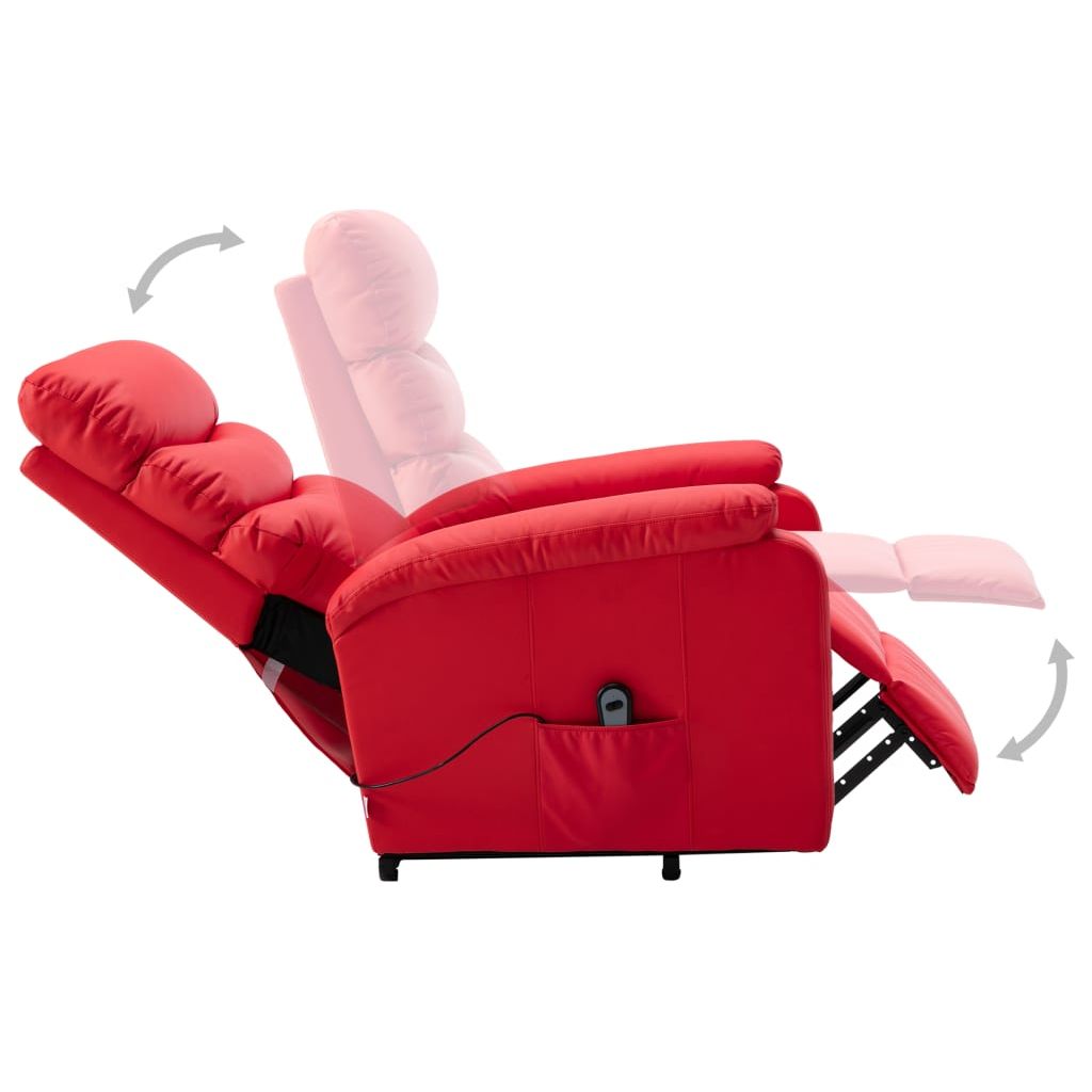 Atsistojantis atlošiamas krėslas, raudonas, dirbtinė oda