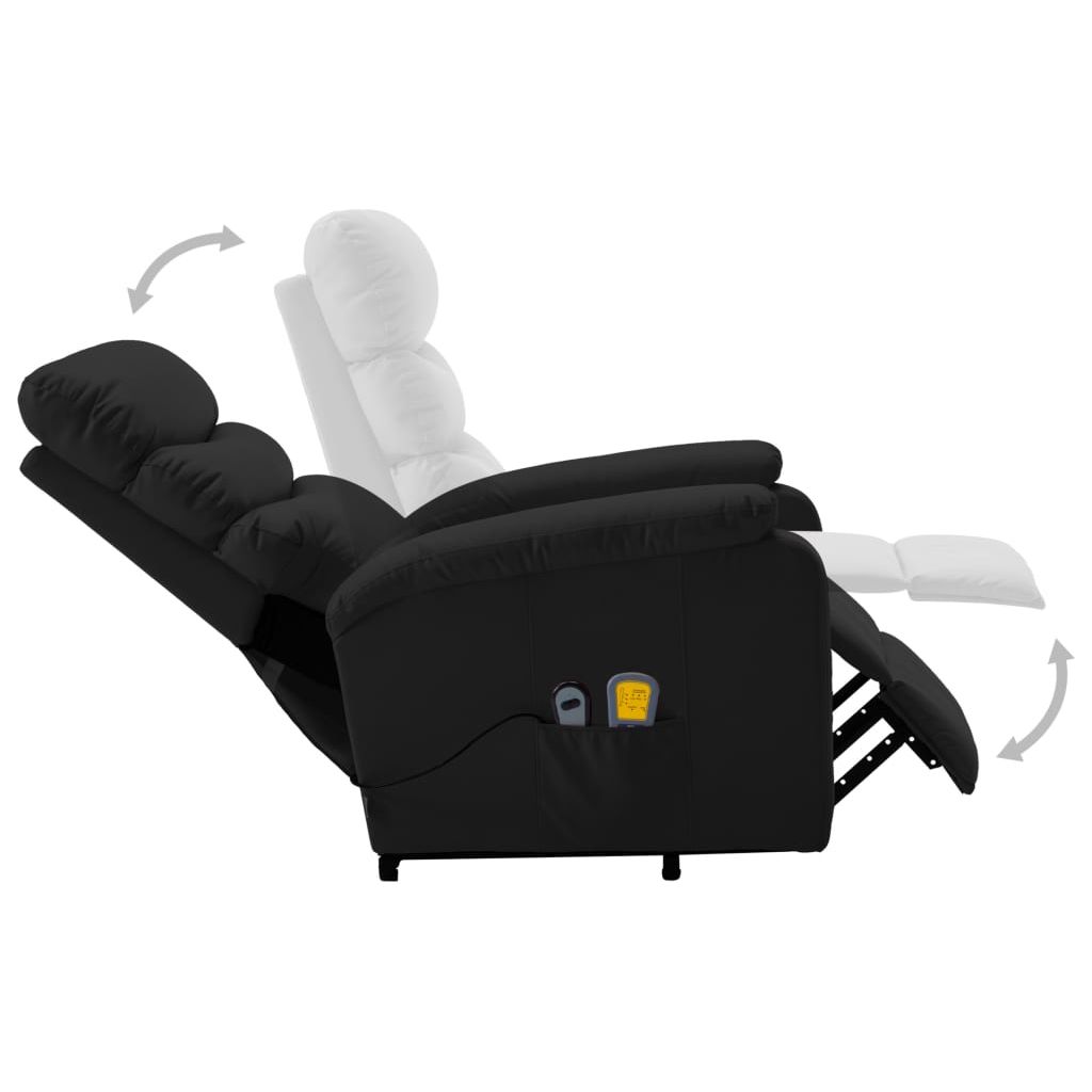 Atsistojantis masažinis krėslas, juodas, dirbtinė oda