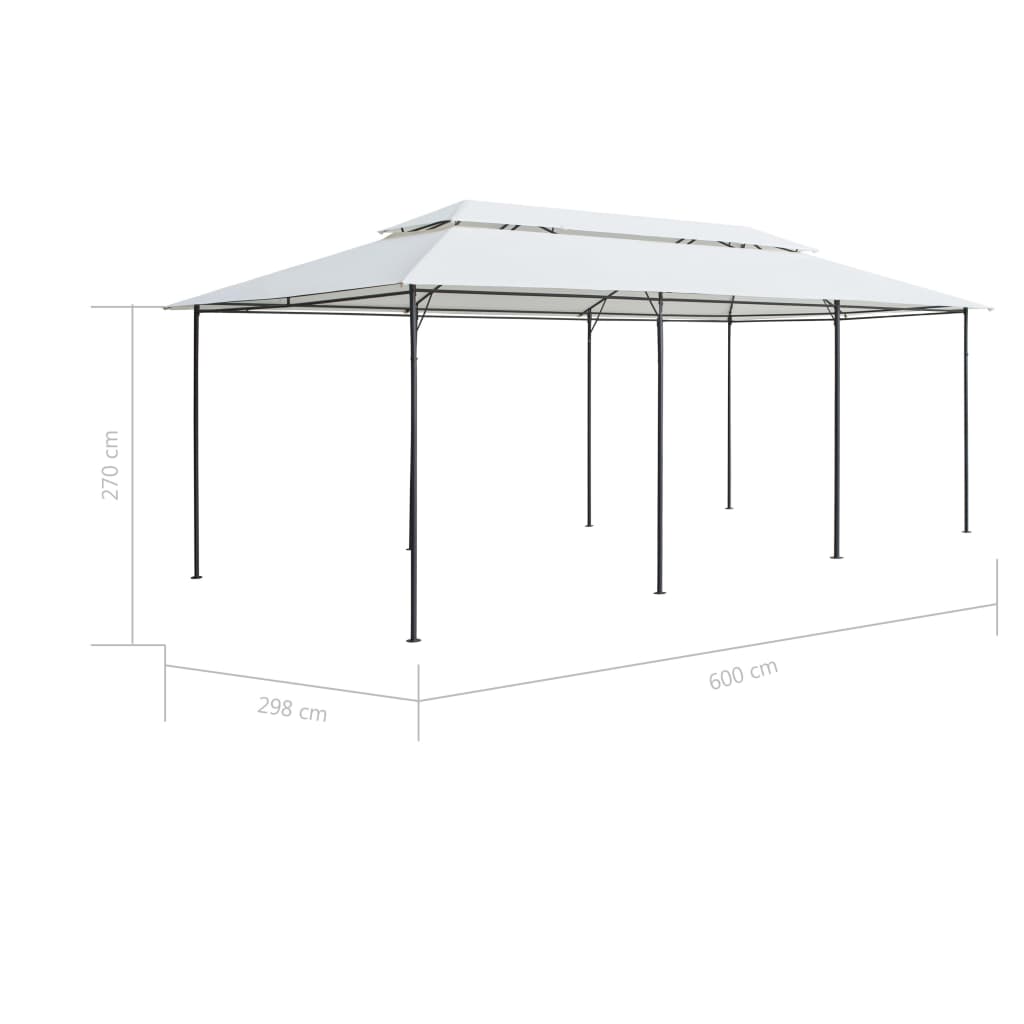 Pavėsinė su užuolaidomis, balta, 600x298x270cm, 180g/m²