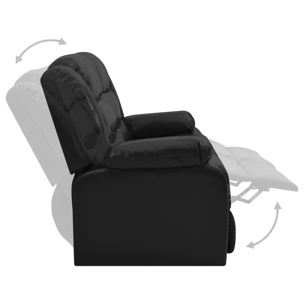 Atlošiamų sofų komplektas, 2 dalių, juodas, dirbtinė oda