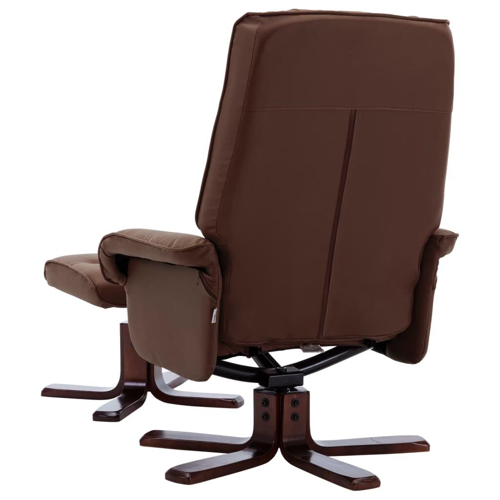Atlošiamas krėslas su pakoja, rudos spalvos, dirbtinė oda