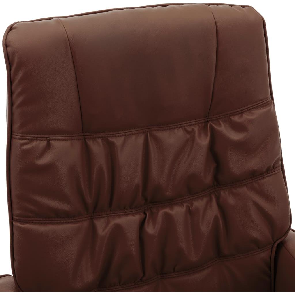 Atlošiamas krėslas su pakoja, rudos spalvos, dirbtinė oda