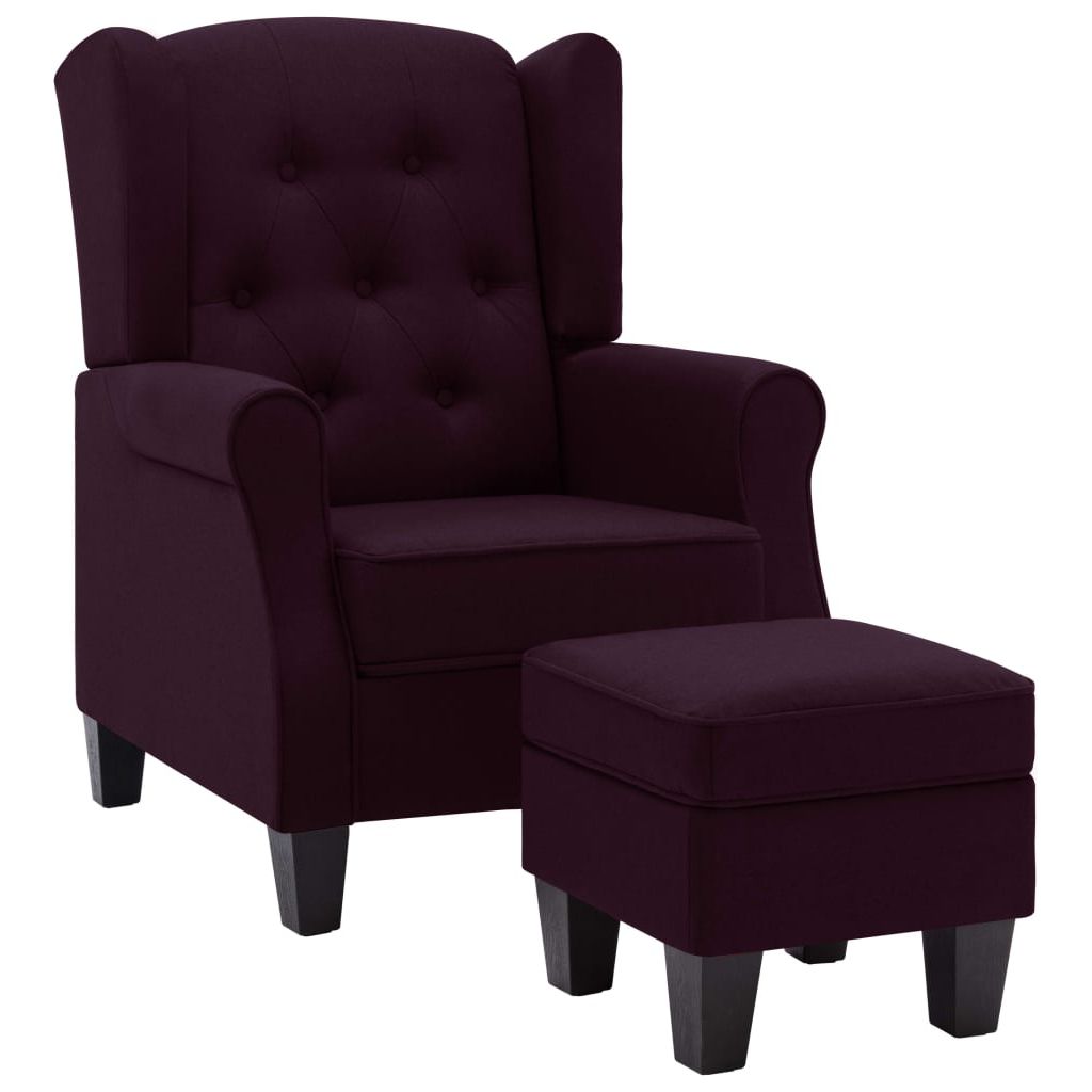 Krėslas su pakoja, violetinės spalvos, audinys