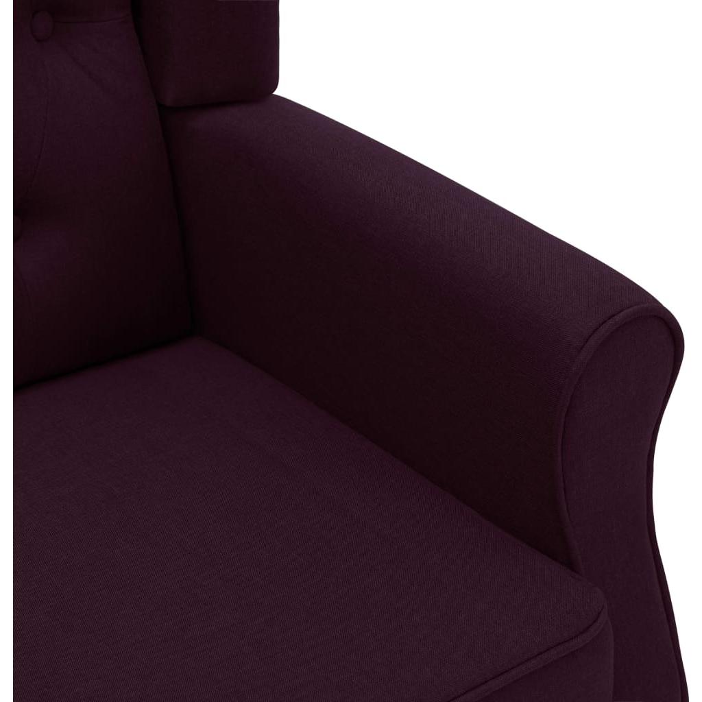 Krėslas su pakoja, violetinės spalvos, audinys