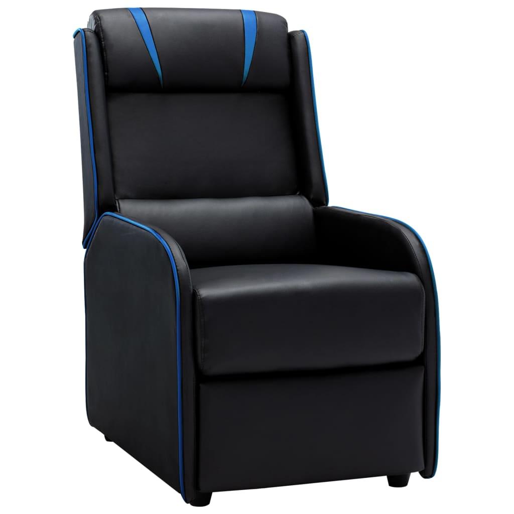 Atlošiamas krėslas, juodos ir mėlynos spalvos, dirbtinė oda