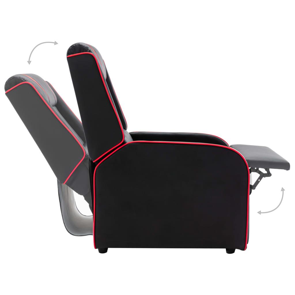 Atlošiamas krėslas, juodos ir raudonos spalvos, dirbtinė oda