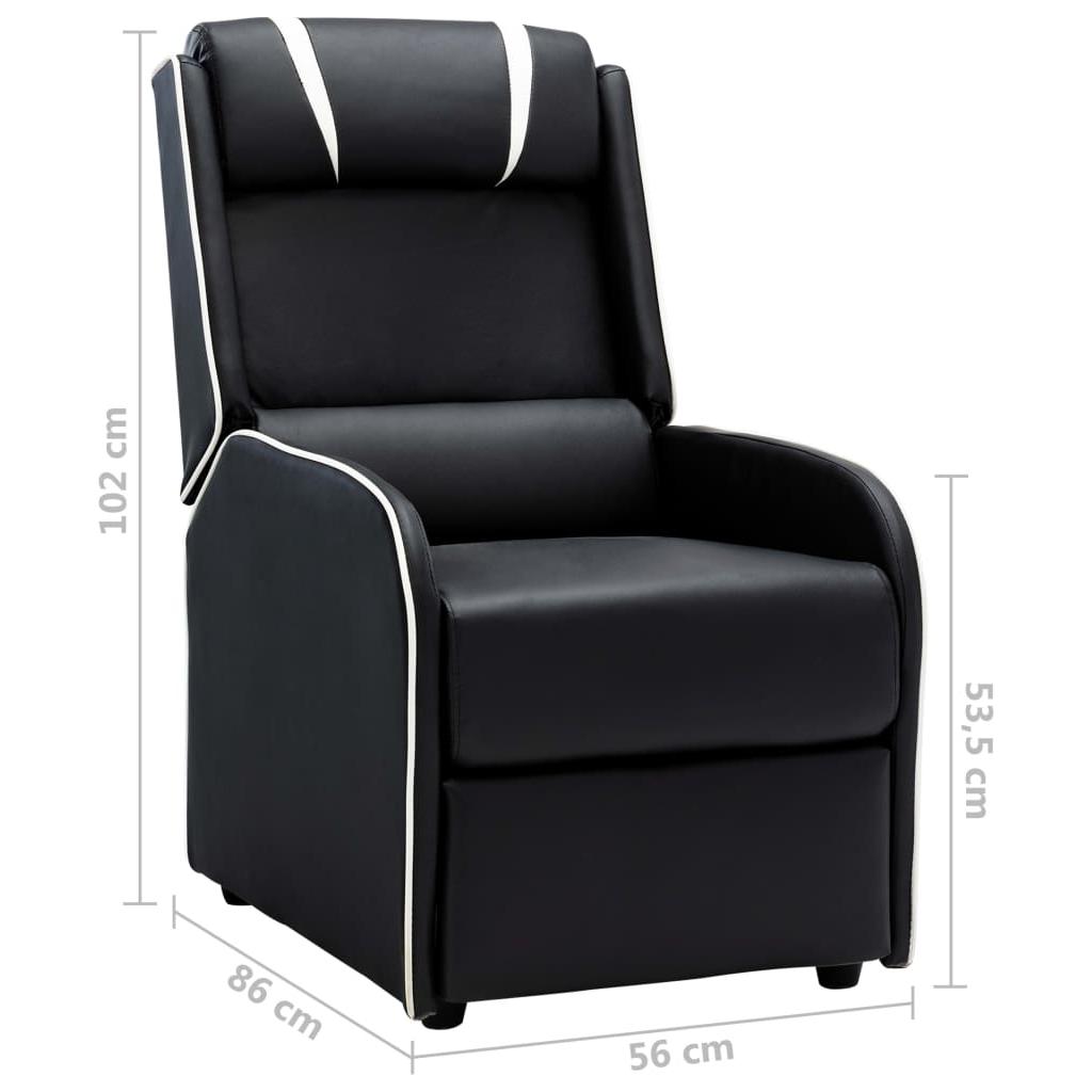 Atlošiamas krėslas, juodos ir baltos spalvos, dirbtinė oda