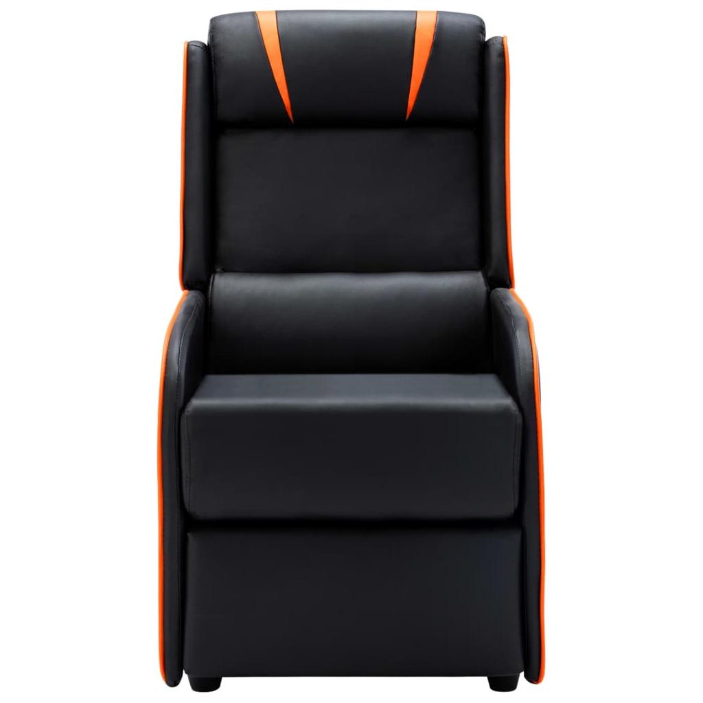 Atlošiamas krėslas, juodos ir oranžinės spalvos, dirbtinė oda