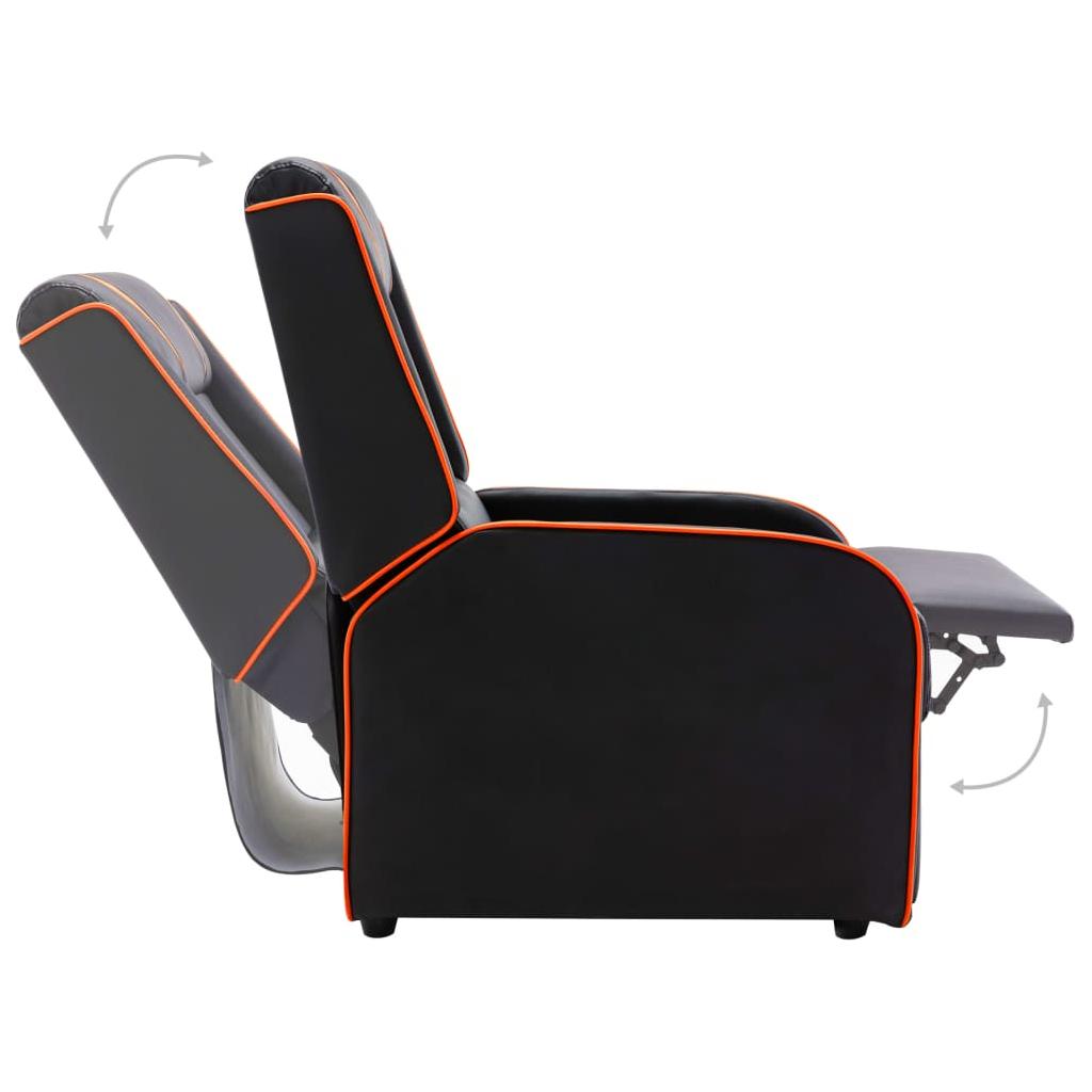 Atlošiamas krėslas, juodos ir oranžinės spalvos, dirbtinė oda