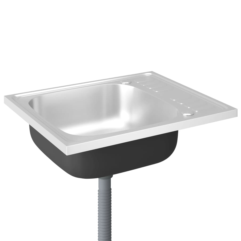 Virtuvės plautuvė su padėklu indams, 500x600x155mm, plienas