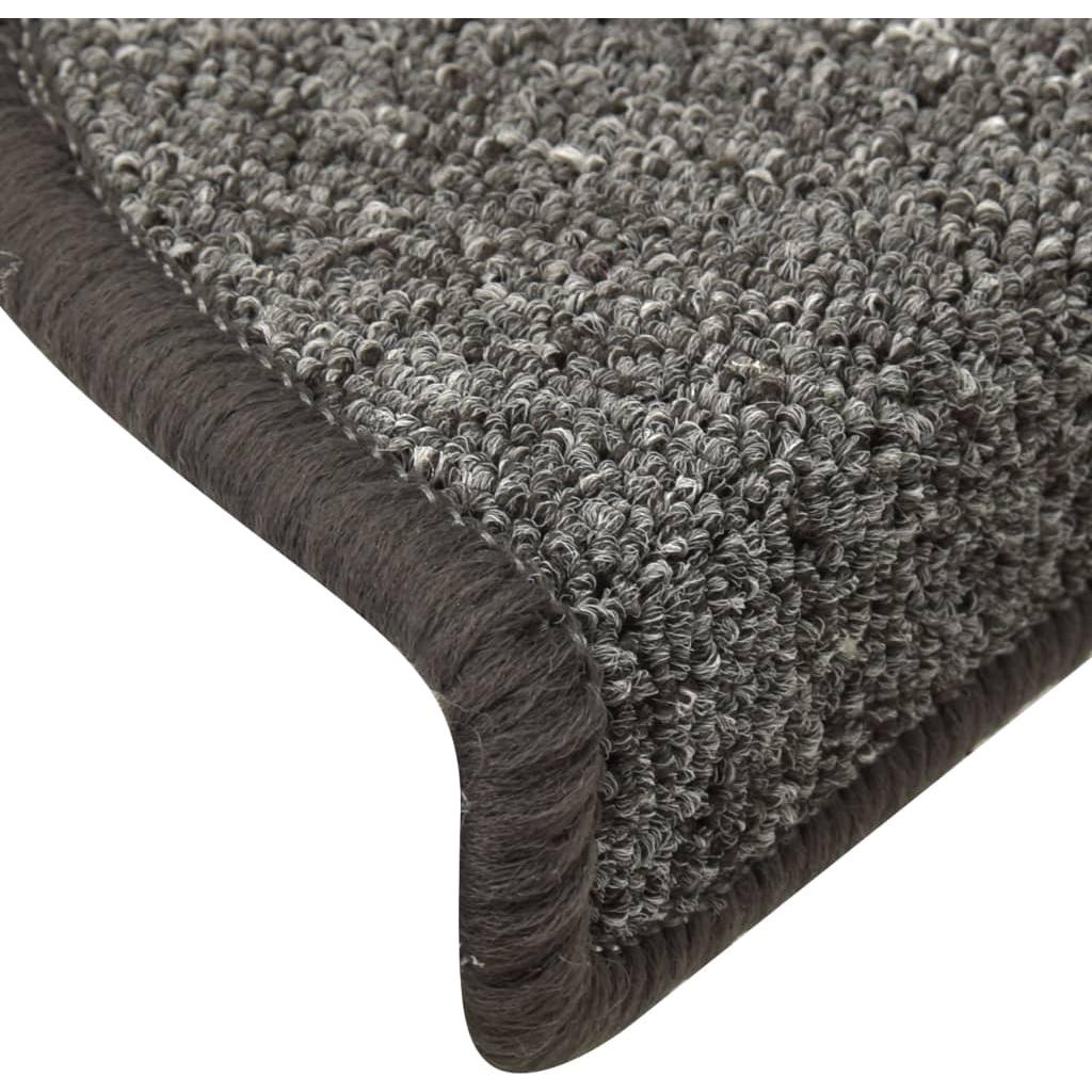 Laiptų kilimėliai, 15vnt., tamsiai pilkos spalvos, 65x24x4cm