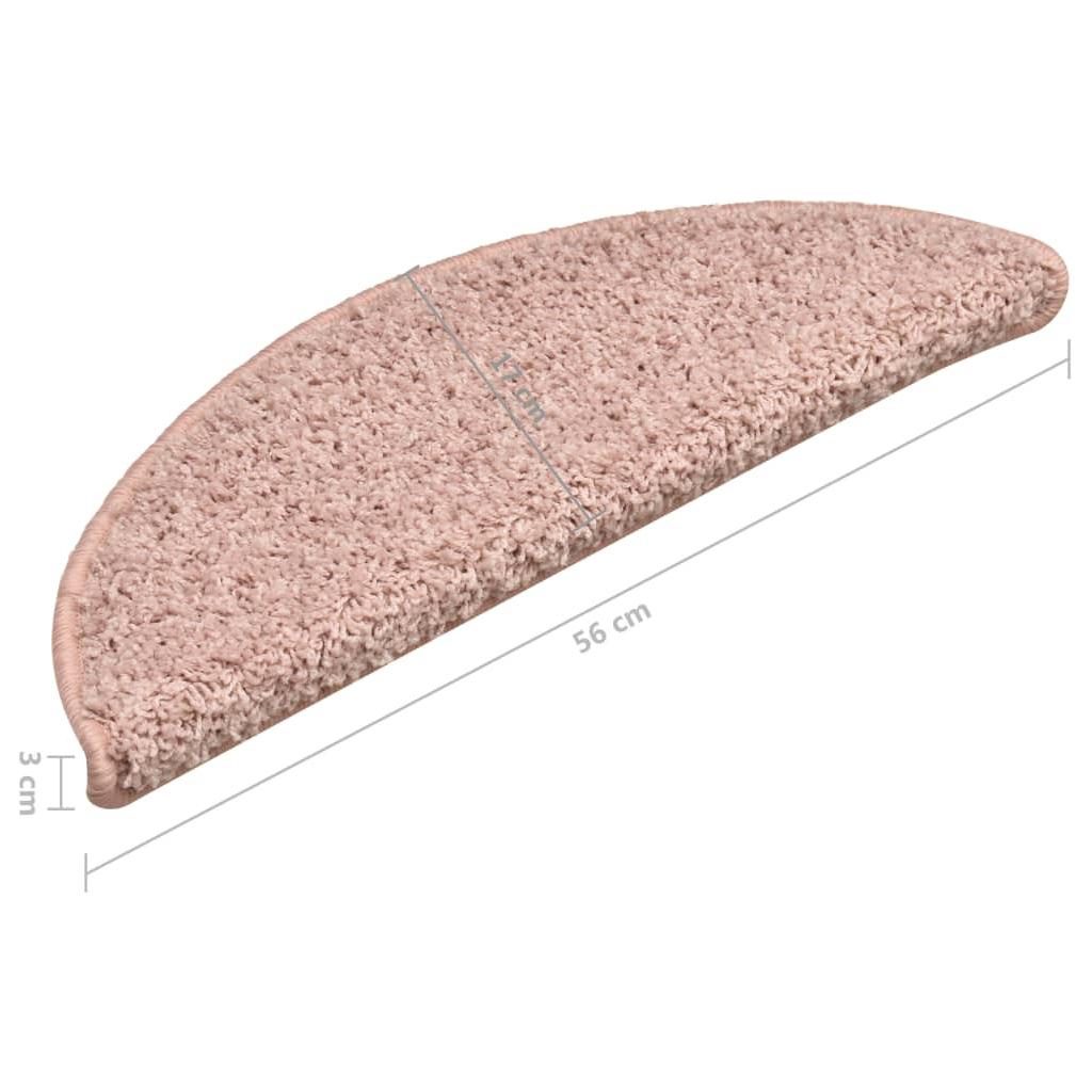 Laiptų kilimėliai, 15vnt., šviesiai rožinės spalvos, 56x17x3cm
