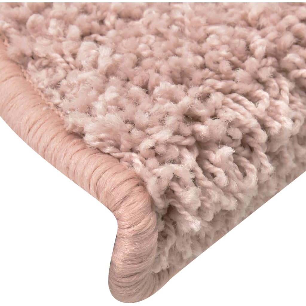 Laiptų kilimėliai, 15vnt., šviesiai rožinės spalvos, 65x21x4cm