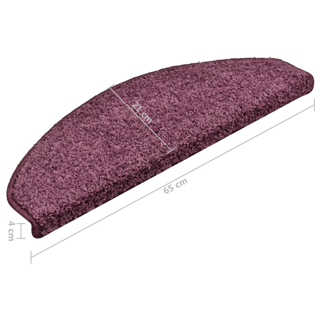 Laiptų kilimėliai, 15vnt., tamsiai violetiniai, 65x21x4cm
