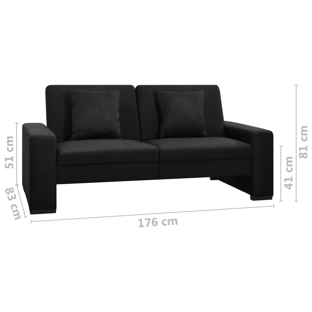 Sofa-lova, juodos spalvos, audinys