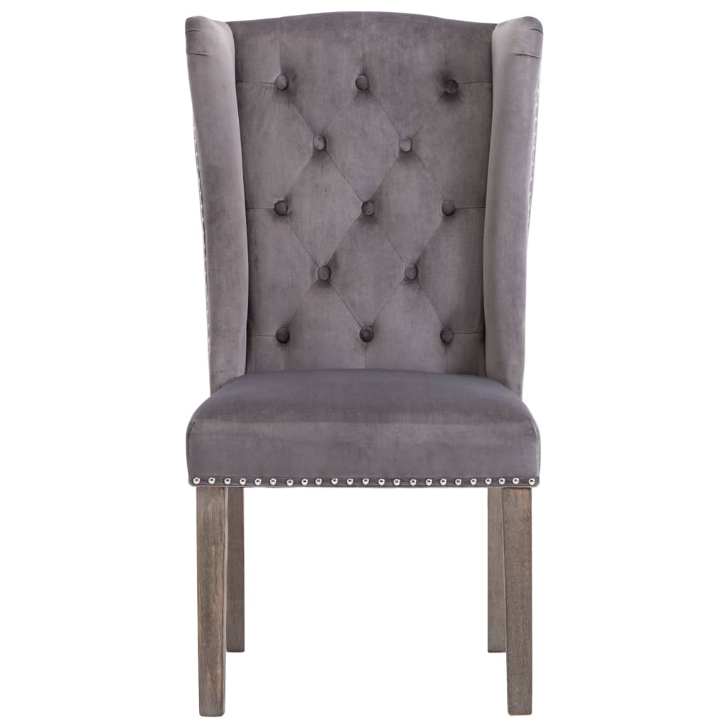 Valgomojo kėdės, 2vnt., pilkos spalvos, aksomas (2x287951)