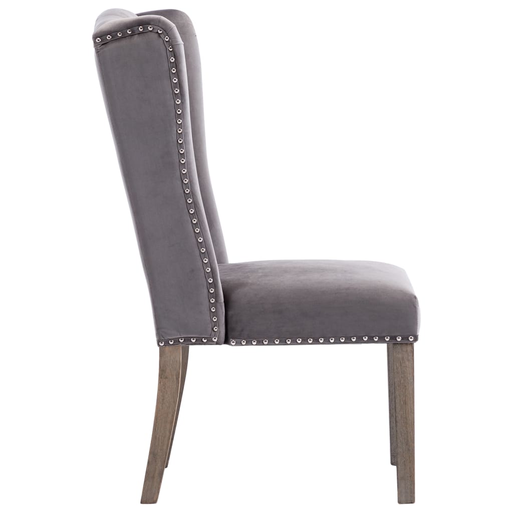 Valgomojo kėdės, 2vnt., pilkos spalvos, aksomas (2x287951)