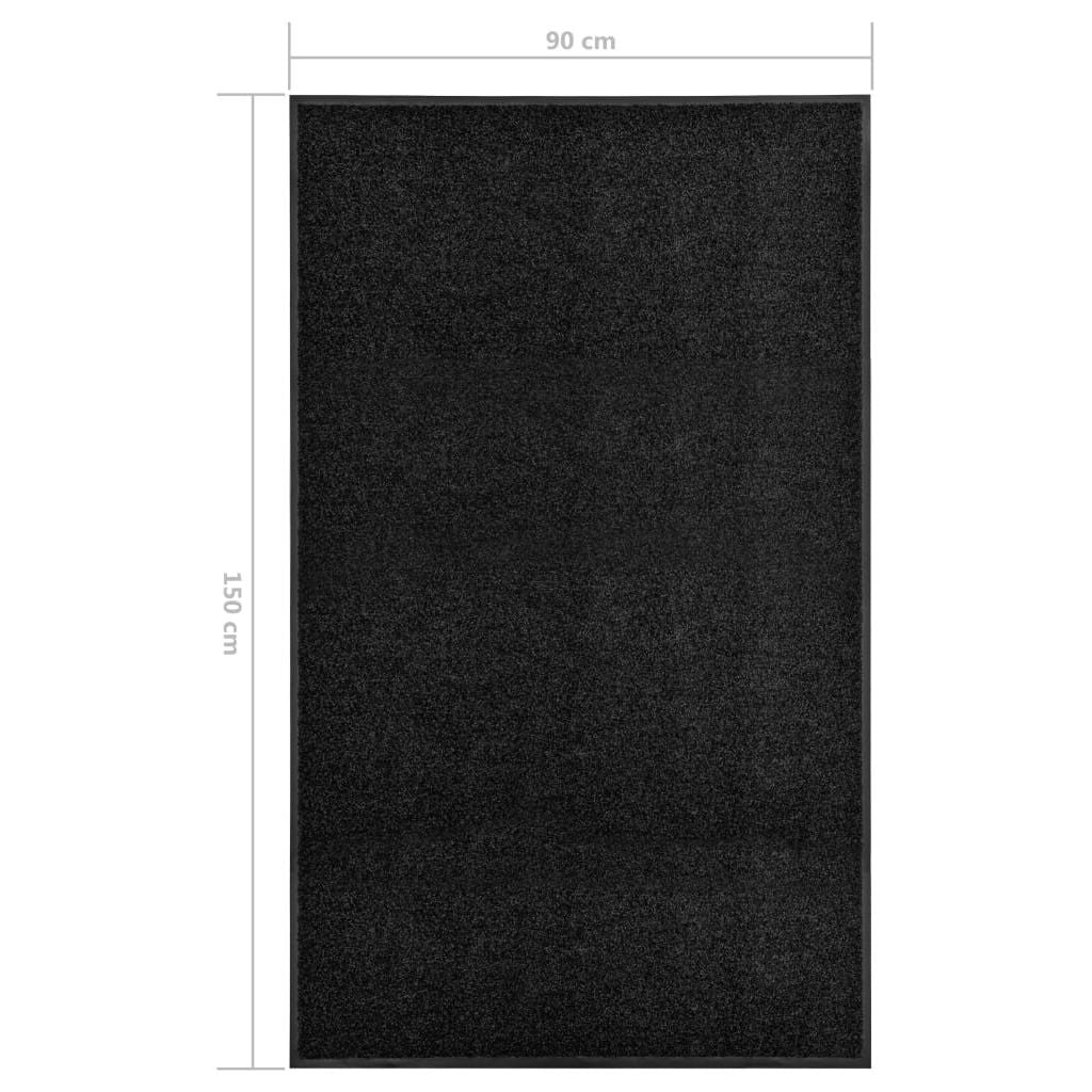 Durų kilimėlis, juodos spalvos, 90x150cm, plaunamas