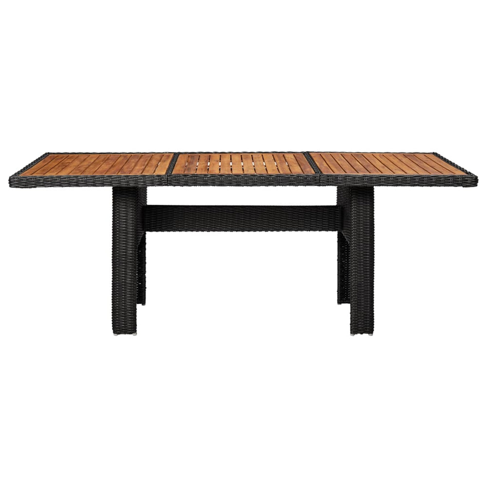 Sodo valgomojo stalas, juodas, 200x100x74cm, poliratanas