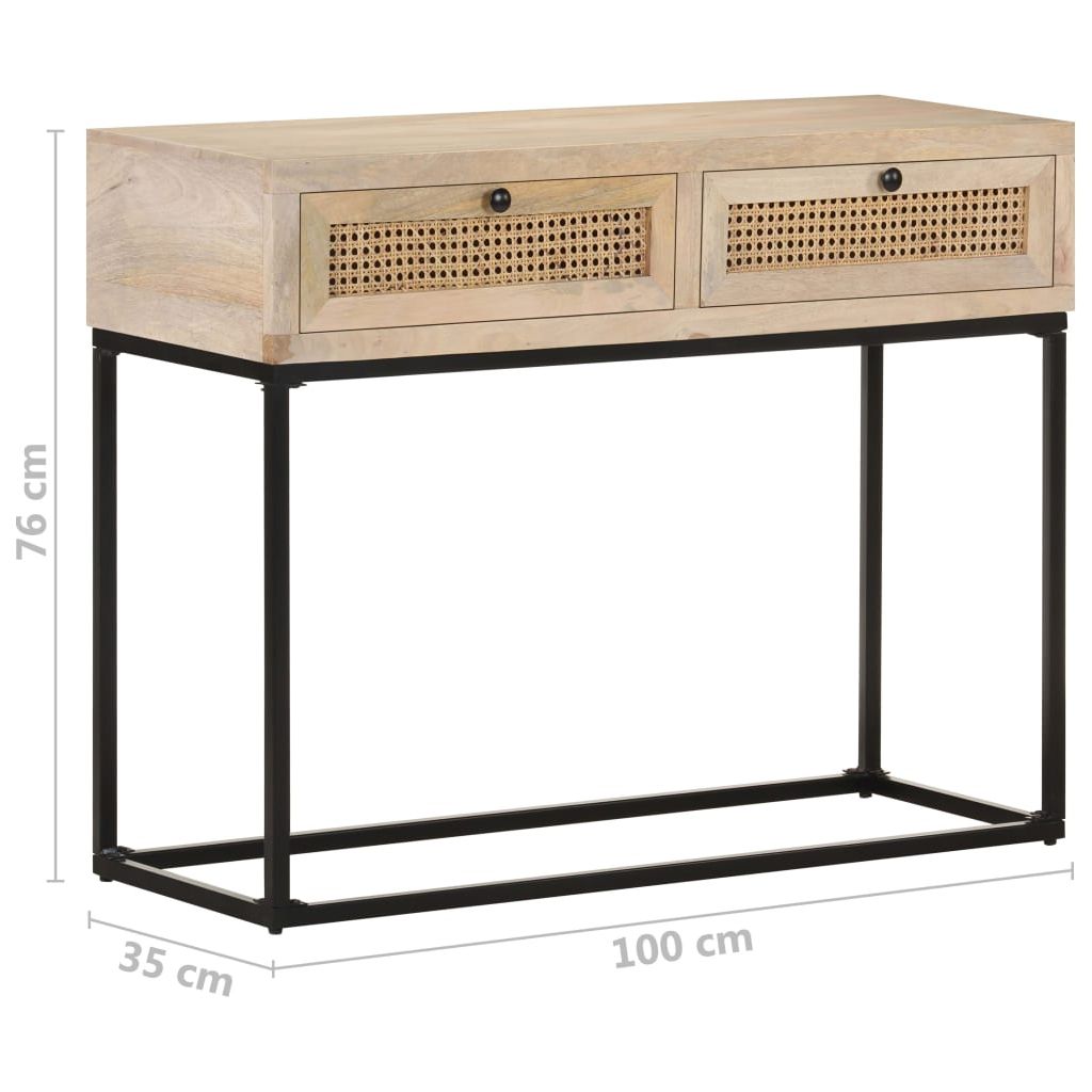Konsolinis staliukas, 100x35x76cm, mango mediena ir nendrės