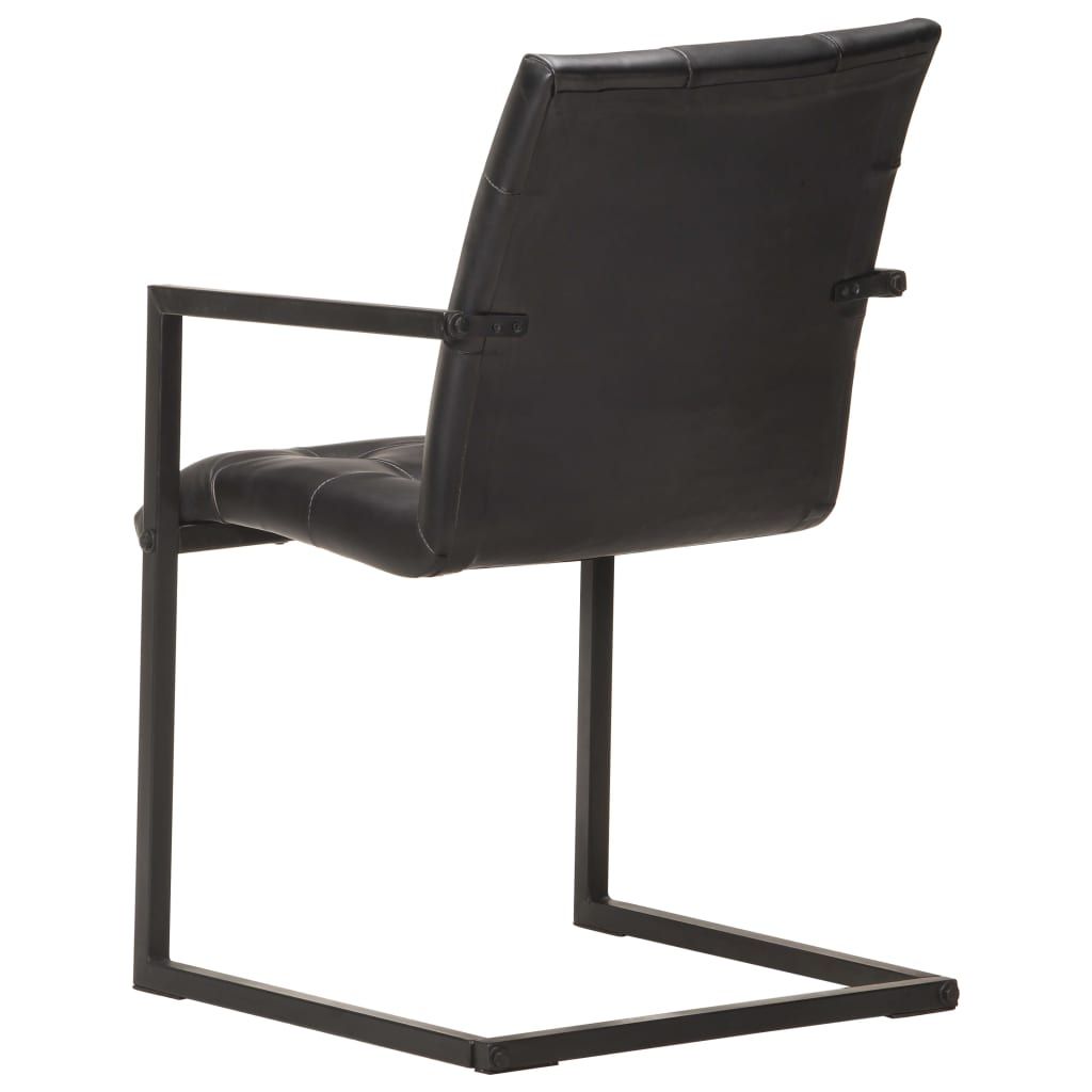 Gembinės valgomojo kėdės, 2vnt., juodos spalvos, tikra oda