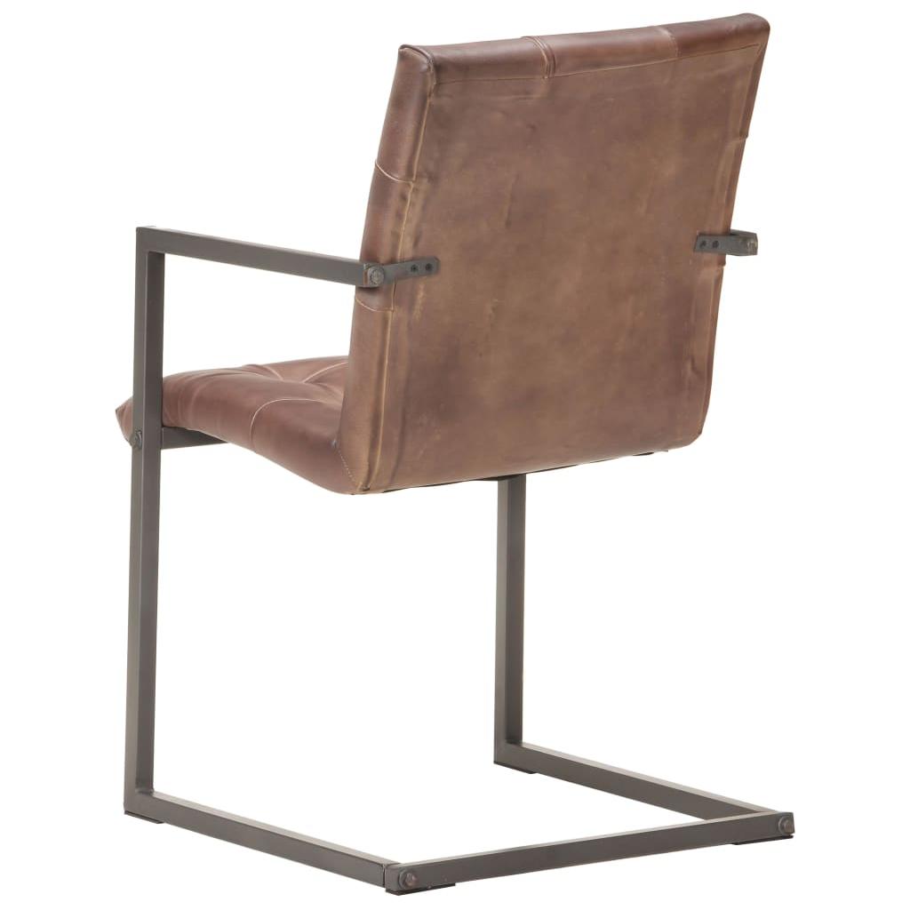 Gembinės valgomojo kėdės, 2vnt., baltintos rudos, tikra oda