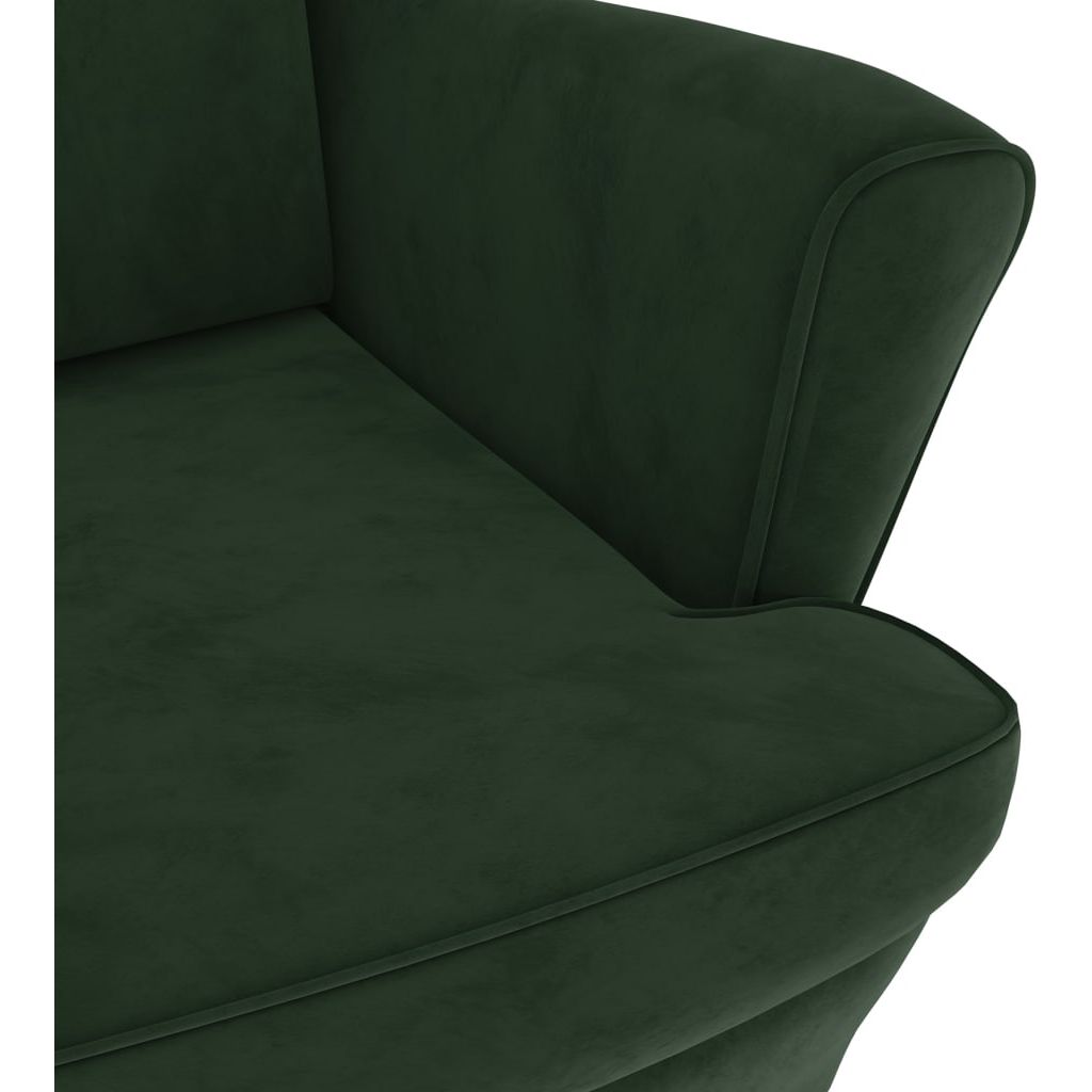 Krėslas, tamsiai žalios spalvos, aksomas