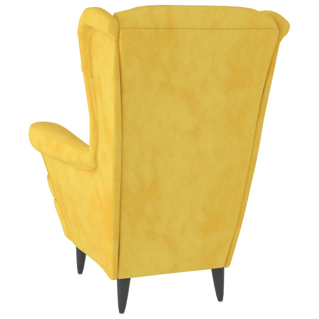 Krėslas, garstyčių geltonos spalvos, aksomas