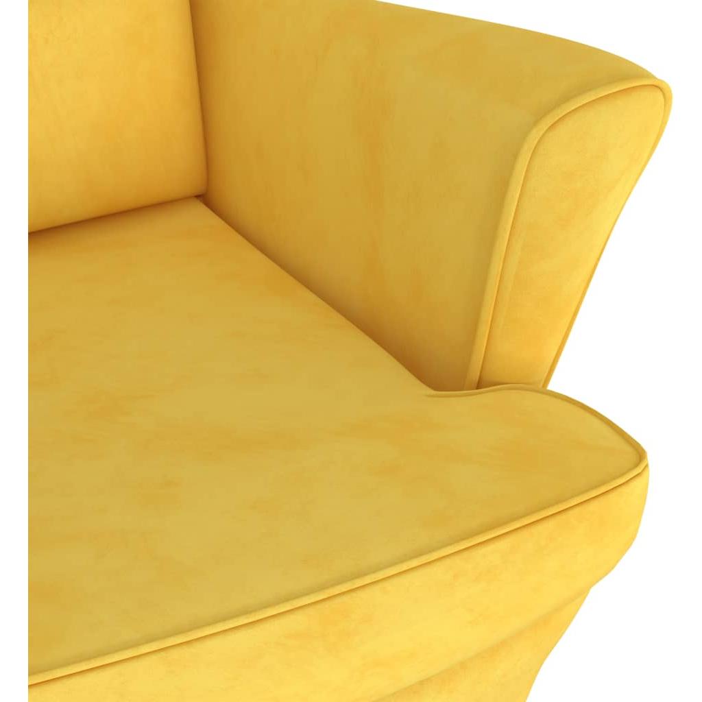 Krėslas, garstyčių geltonos spalvos, aksomas