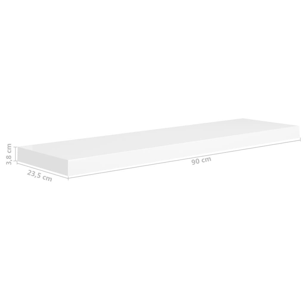 Pakabinamos lentynos, 2vnt., baltos, 90x23,5x3,8cm, MDF