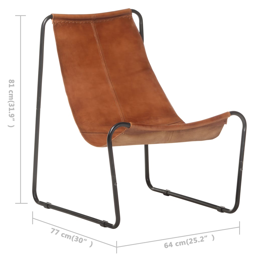 Poilsio kėdė, rudos spalvos, tikra oda