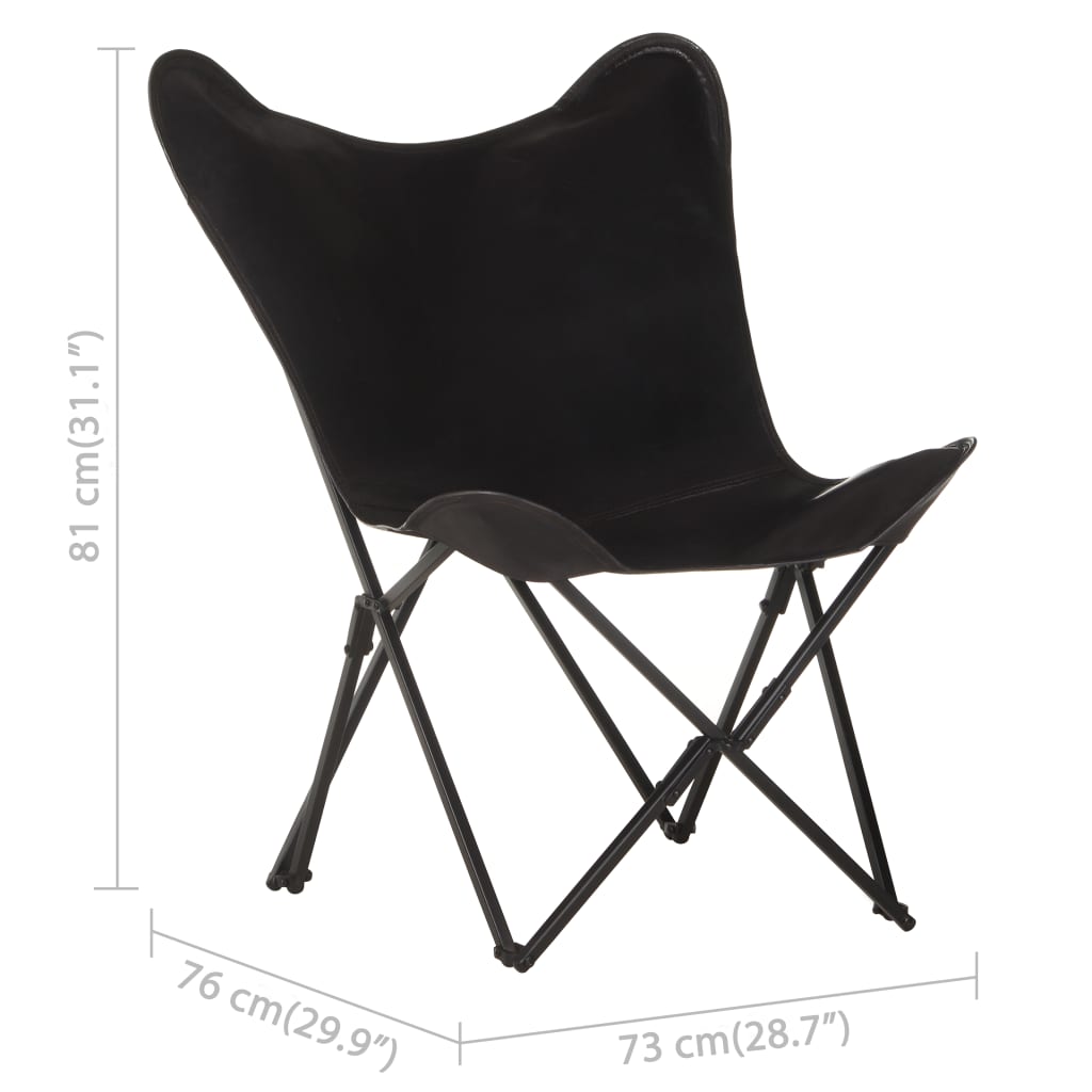 Sulankstoma išskleidžiama kėdė, juodos spalvos, tikra oda