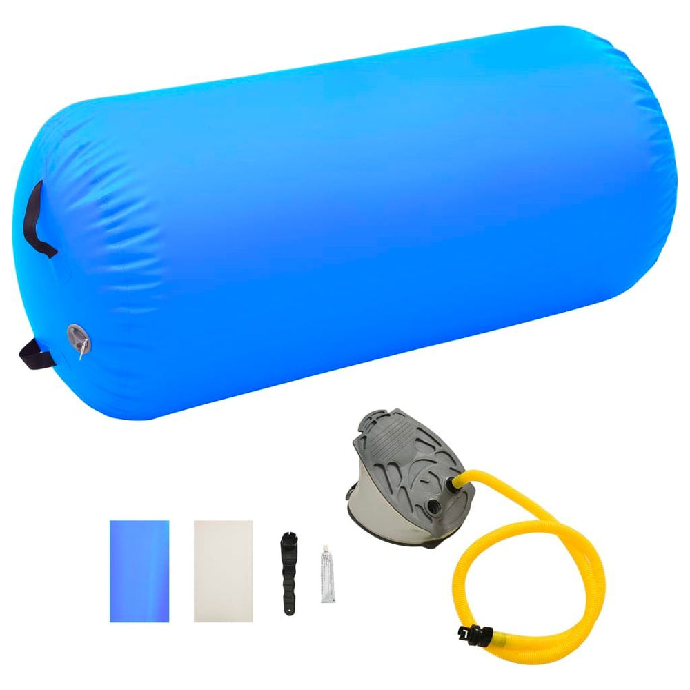 Gimnastikos ritinys su pompa, mėlynas, 120x90cm, PVC