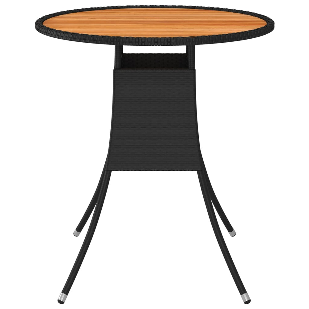 Sodo stalas, juodas, 70cm skersmens, poliratanas ir akacija