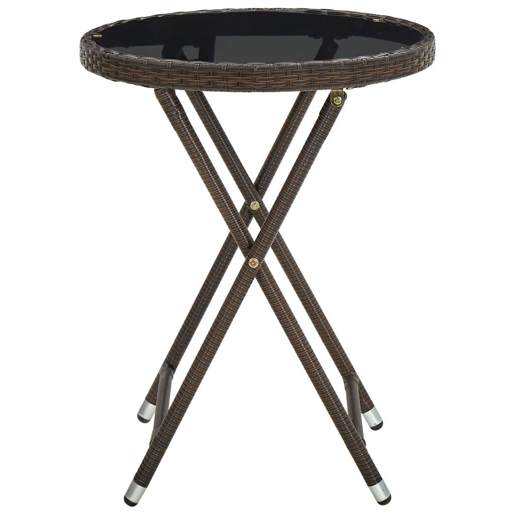 Arbatos staliukas, rudas, 60cm, poliratanas/grūdintas stiklas