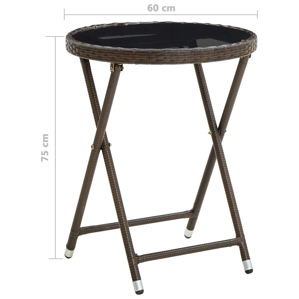 Arbatos staliukas, rudas, 60cm, poliratanas/grūdintas stiklas