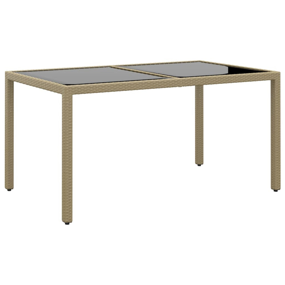 Sodo stalas, smėlio, 150x90x75cm, grūdintas stiklas/poliratanas