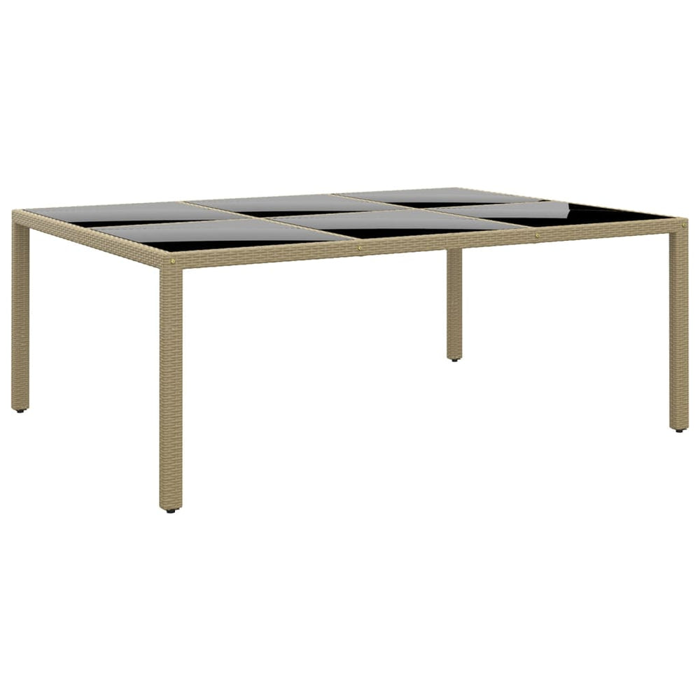 Sodo stalas, smėlio, 200x150x75cm, stiklas/poliratanas