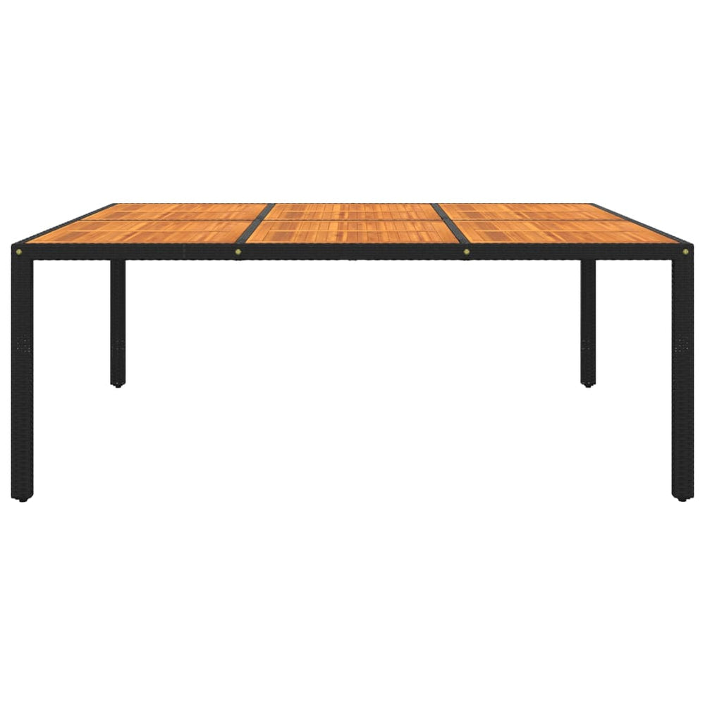 Sodo stalas, juodas, 200x150x75cm, akacijos mediena/poliratanas