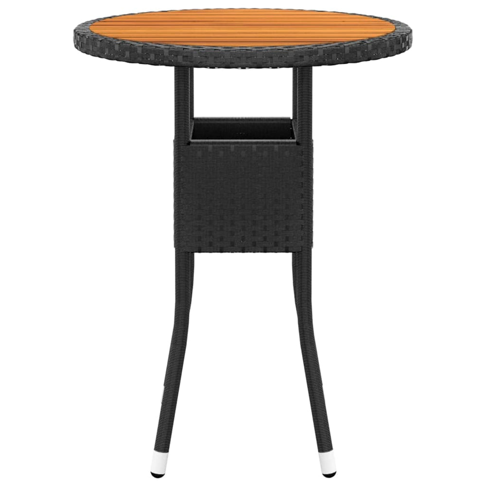 Sodo stalas, juodas, 60x75cm, akacijos mediena ir poliratanas