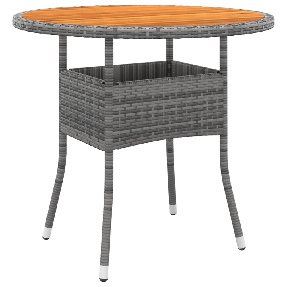 Sodo stalas, pilkas, 80x75cm, akacijos mediena ir poliratanas